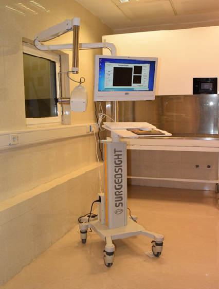 Installation of the hand held gamma camera (SURGEOSIGHT) designed 2